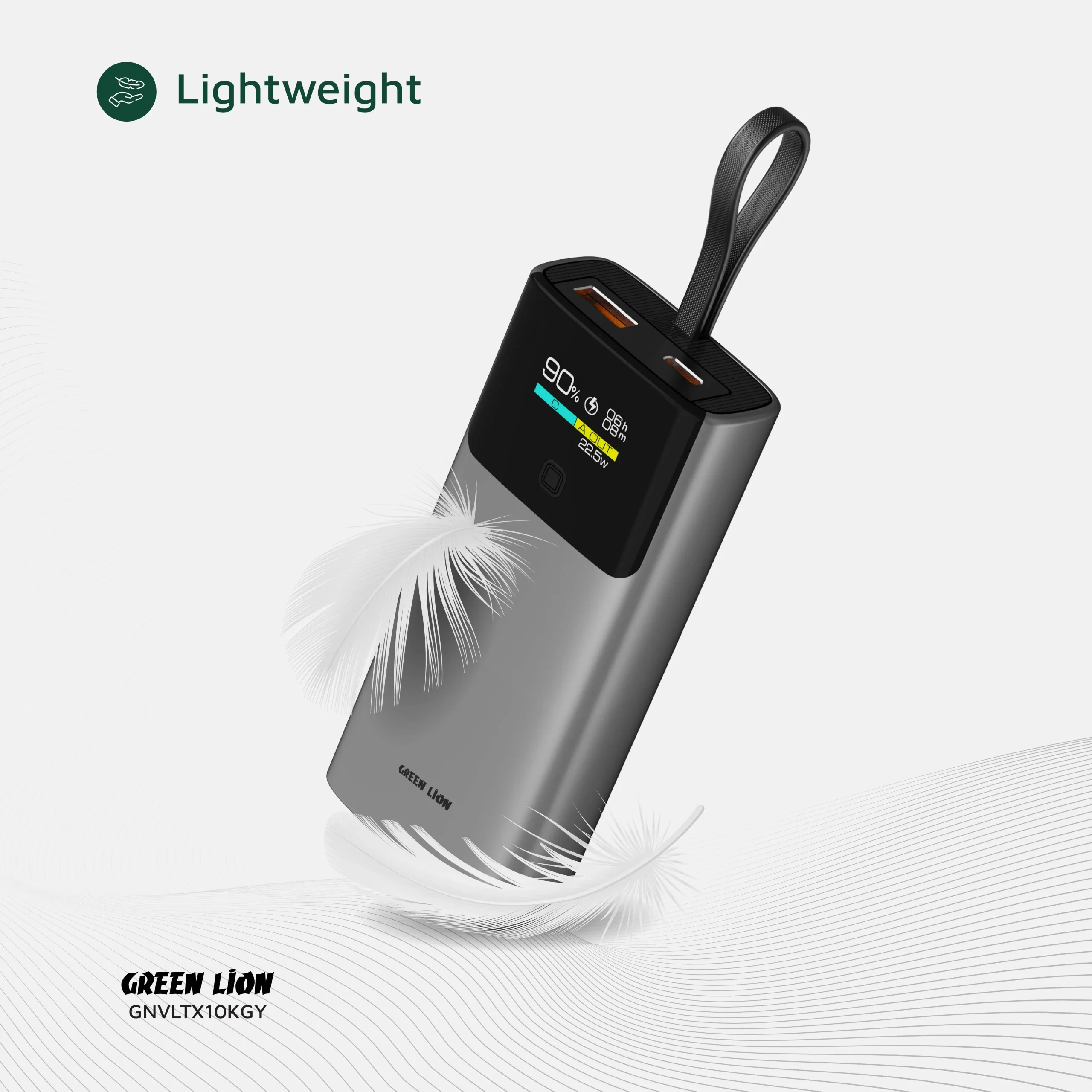 پاوربانک 20 وات 10000 میلیآمپر گرین لاین مدل Green Lion Voltix 10000mAh Power Bank PD20W GNVLTX10KGY