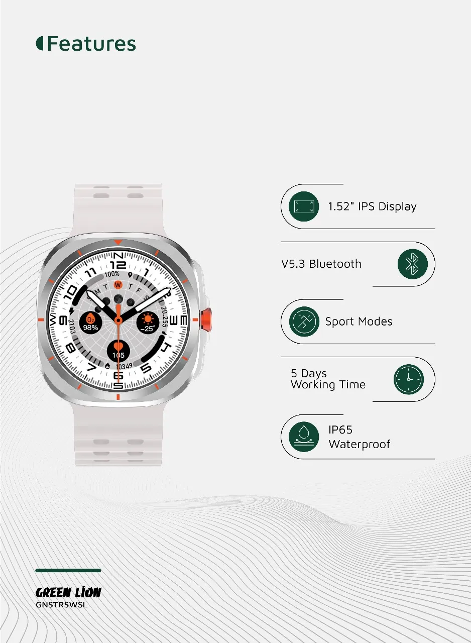ساعت هوشمند گرین لاین مدل Green Lion Strive Smart Watch GNSTRSWSL