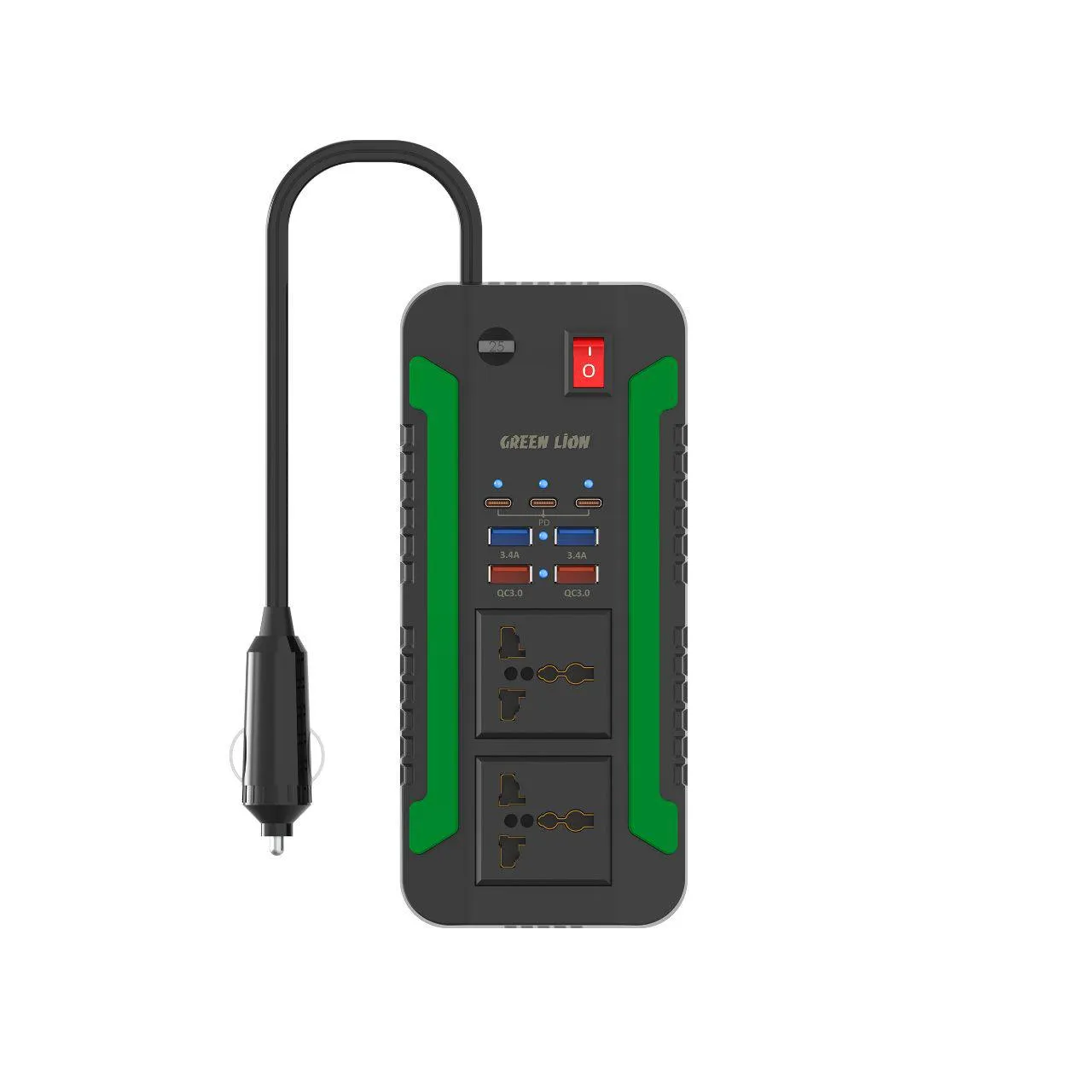 اینورتر ماشین به برق 220 گرین لاین مدل Green Lion Spark 300 Power Inverter GNSPI300WAT