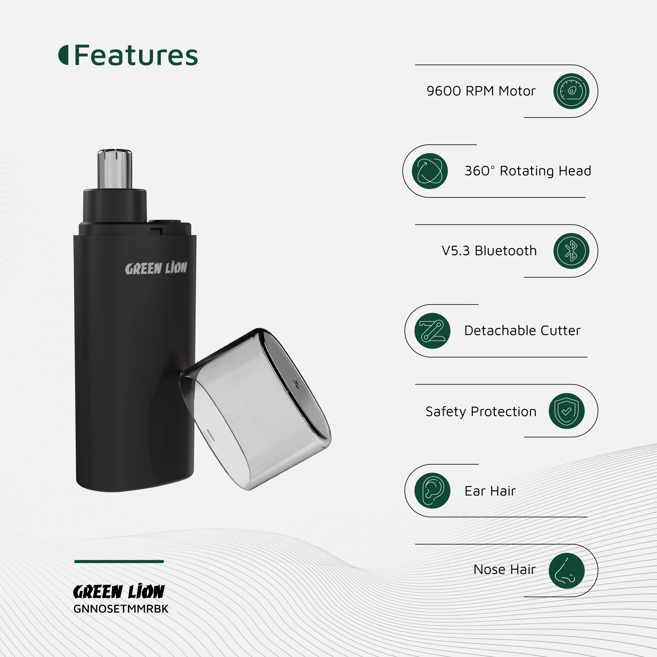 ماشین اصلاح موی بینی و گوش گرین لاین مدل Green Lion Nose Pro Nose and Ear Trimmer GNNOSETMMRBK