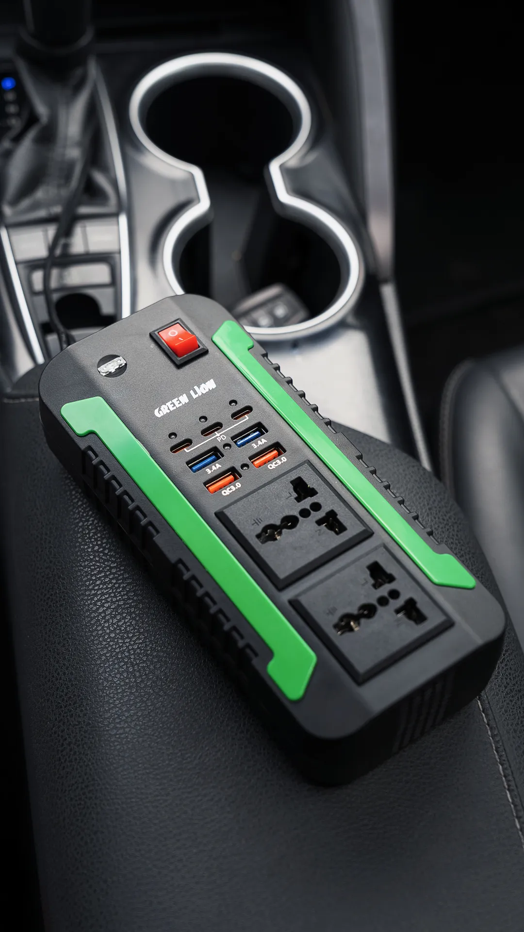 اینورتر ماشین به برق 220 گرین لاین مدل Green Lion Spark 300 Power Inverter GNSPI300WAT