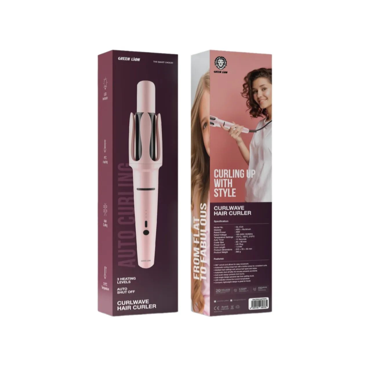 فرکننده مو گرین لاین مدل Green Loin Curlwave Hair Curler GNCRWHASTRPK
