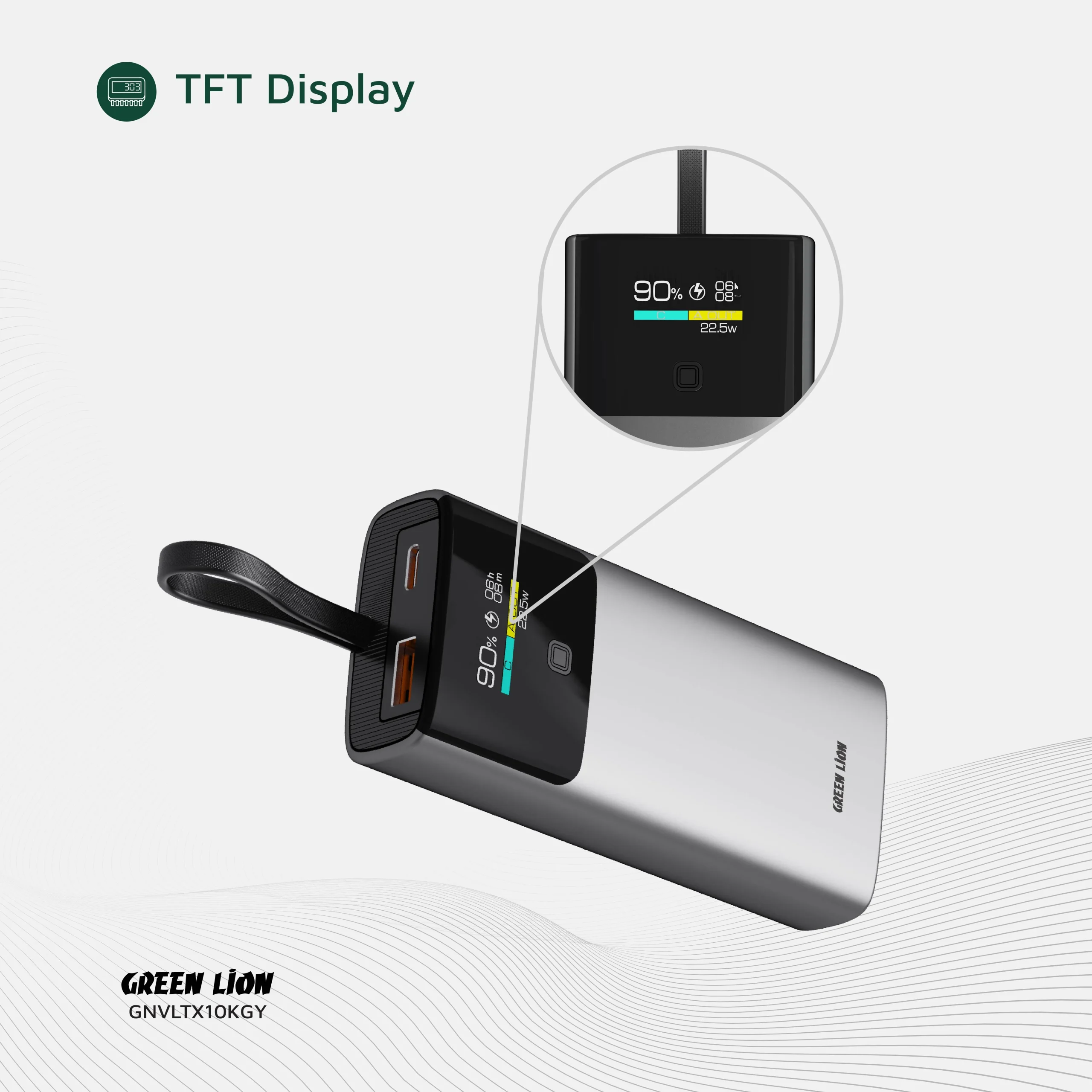 پاوربانک 20 وات 10000 میلیآمپر گرین لاین مدل Green Lion Voltix 10000mAh Power Bank PD20W GNVLTX10KGY