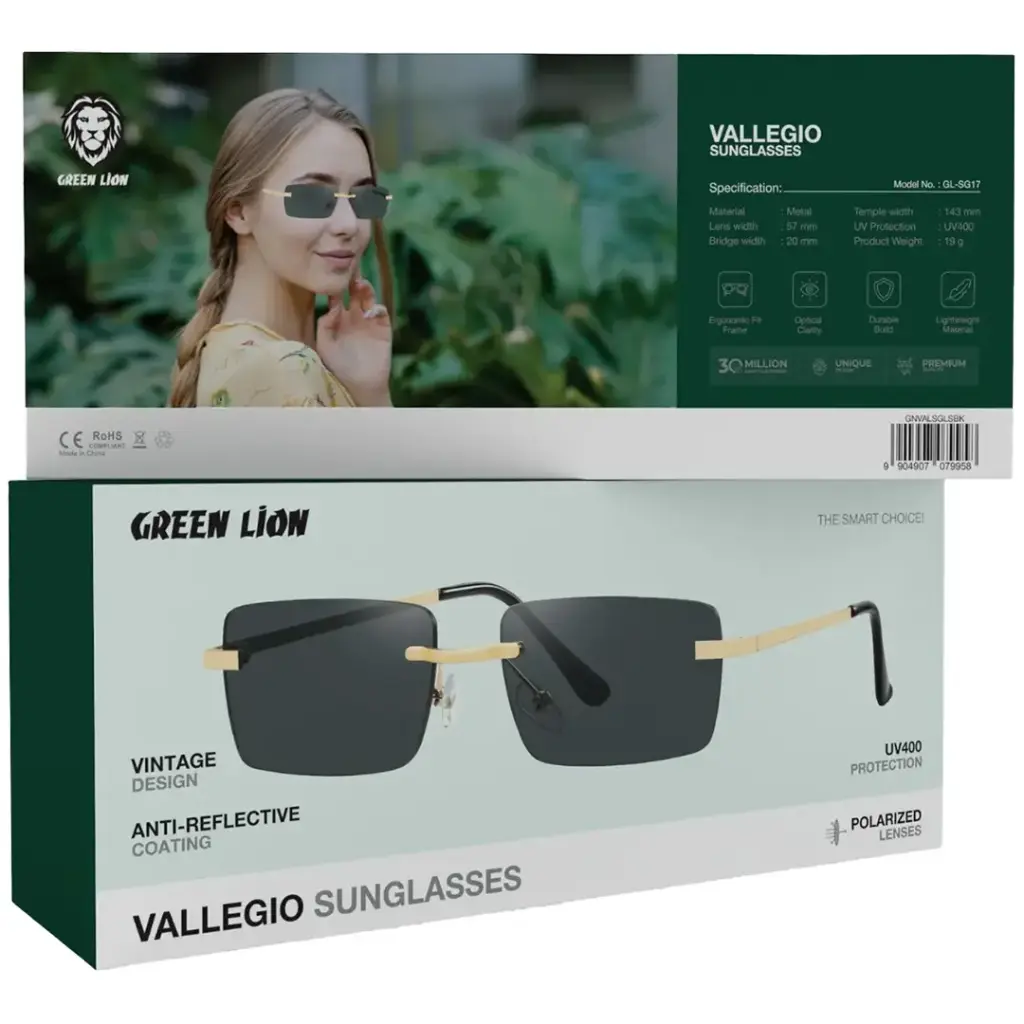 عینک آفتابی گرین لاین مدل Green Lion Vallegio Sunglasses GNVALSGLSBK