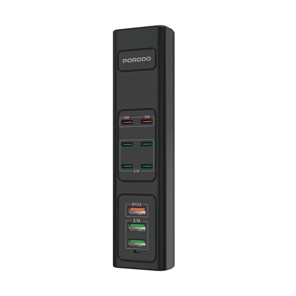 هاب شارژر 85 وات پرودو مدل Porodo 85W Multi-Port USB Charging HUB PD-FWCH031-BK