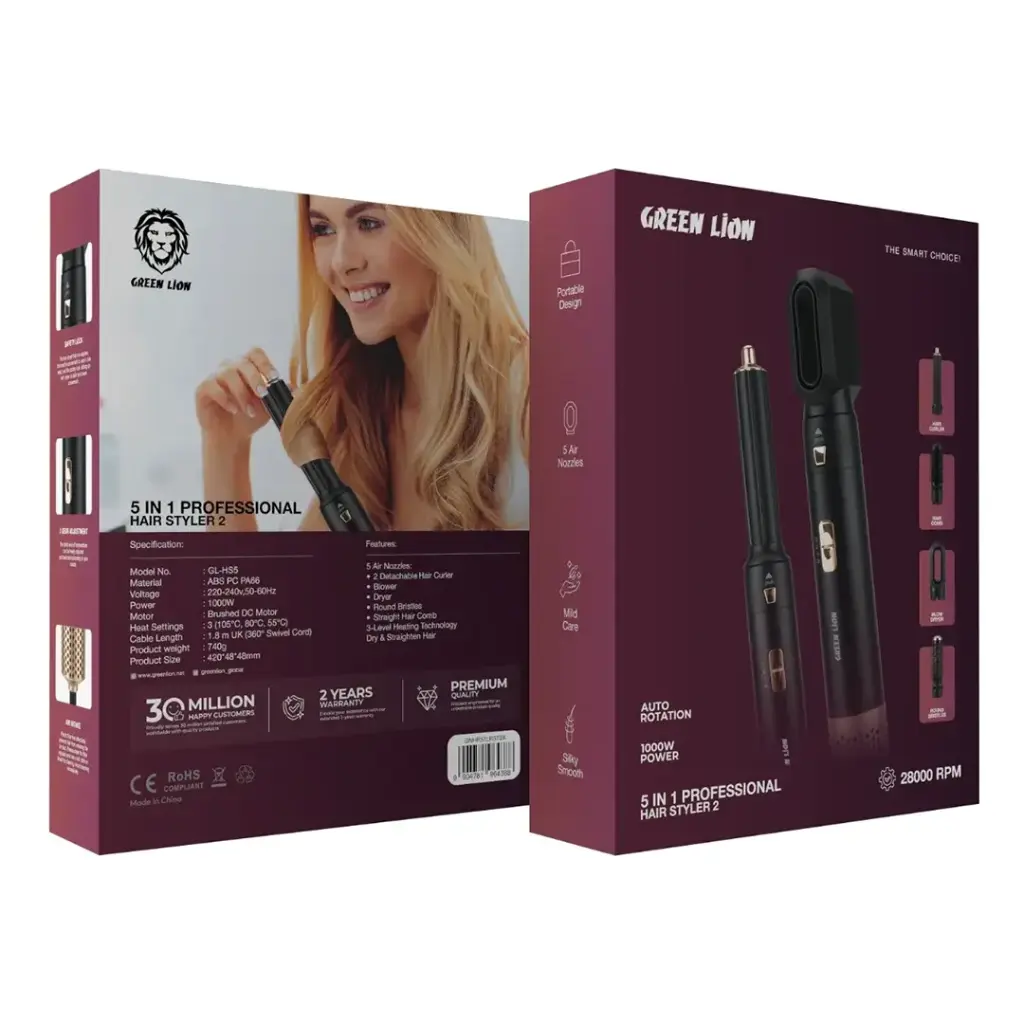 حالتدهنده حرفهای مو 5 در 1 گرین لاین مدل Green Lion 5 in 1 Professional Hair Styler 2 GNHRSTLRSTBK