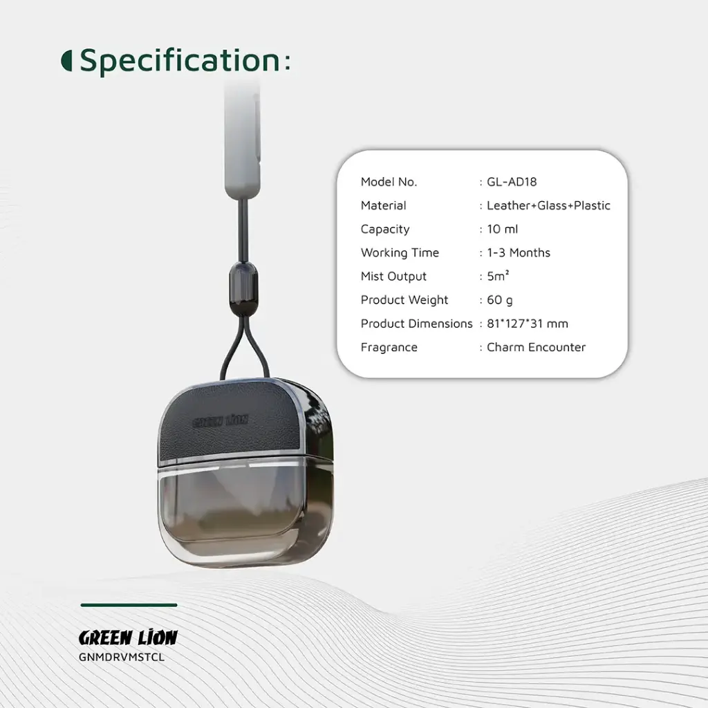 خوشبوکننده آویزی خودرو گرین لاین مدل Green Lion Drive Mist Hanging Car Diffuser GNMDRVMSTCL