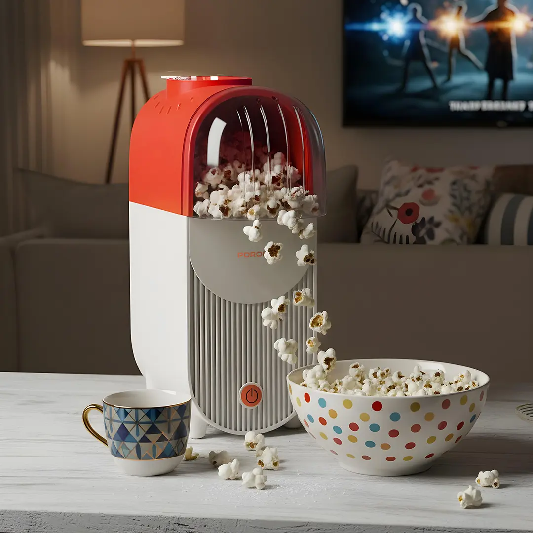 پاپ کورن ساز بدون روغن پرودو مدل Porodo Lifestyle Popper Hot Air Popcorn Maker with Measuring Cup PDLFSTN005WHOG