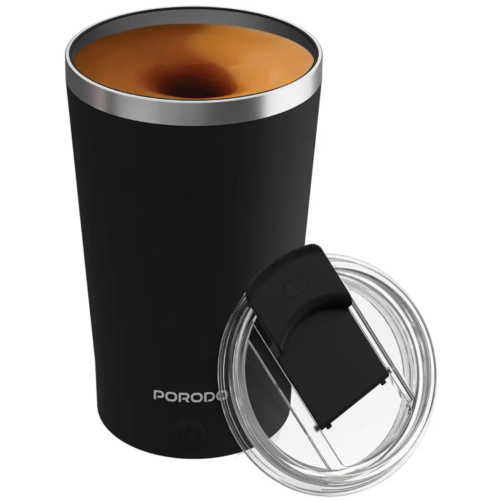 ماگ همزن مغناطیسی شارژی پرودو مدل Porodo Lifestyle Automatic Magnetic Stirring Mug with High-Speed Mixing PDSSMHQ168BK