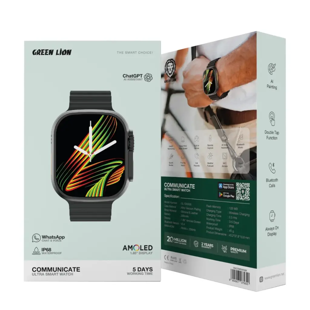 ساعت هوشمند گرین لاین مدل Green Lion Communicate Ultra Smart Watch GNCOMSWABK
